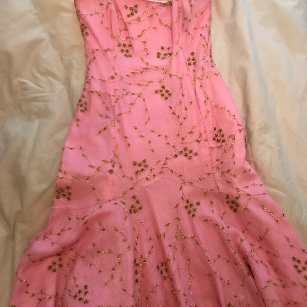 Shoshanna embroidered strapless dress